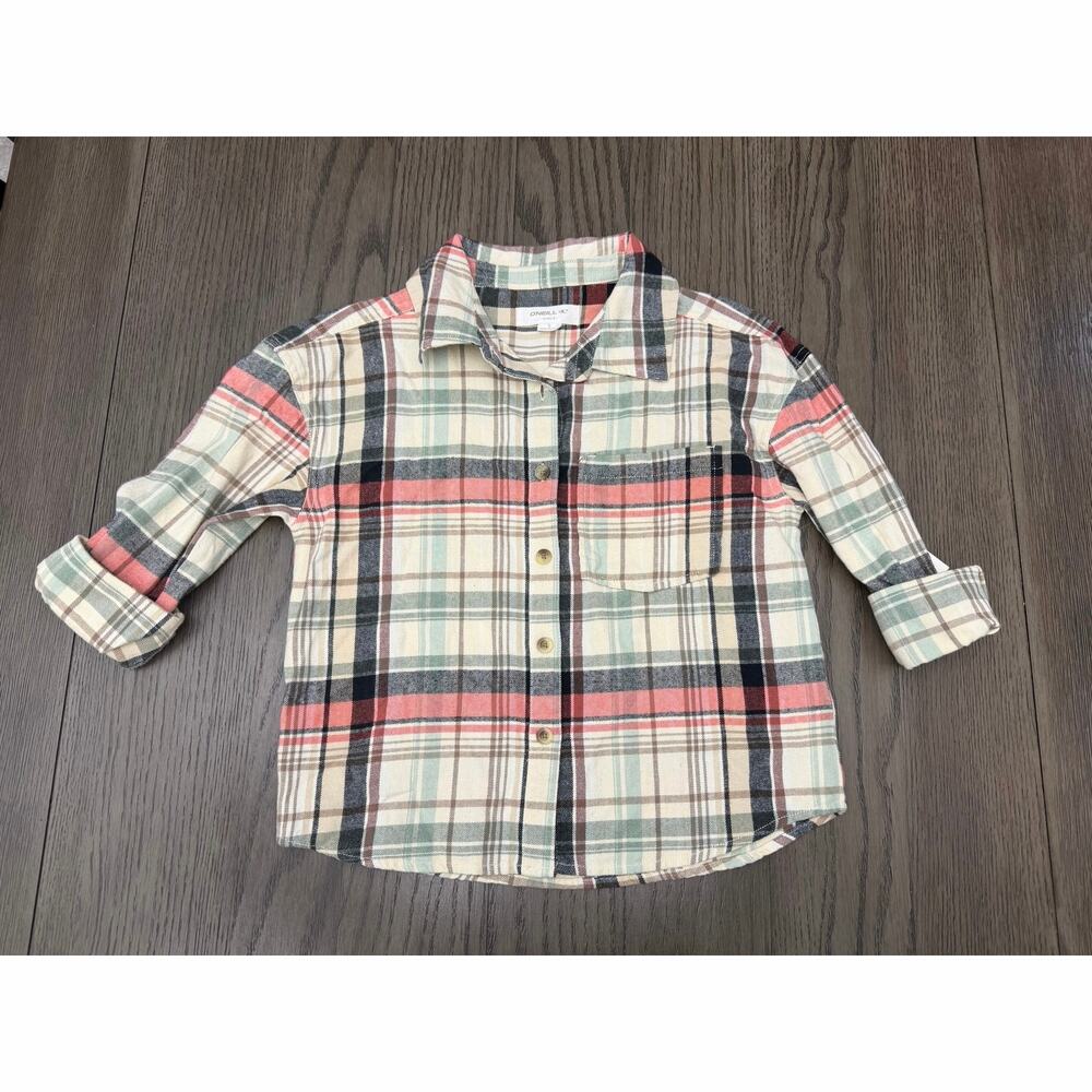 O’Neill Girls Leslye Plaid Button Front Flannel Shirt Small NWT